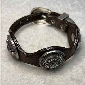 Nadin Dark Brown Leather Bracelet with Silver Buckle